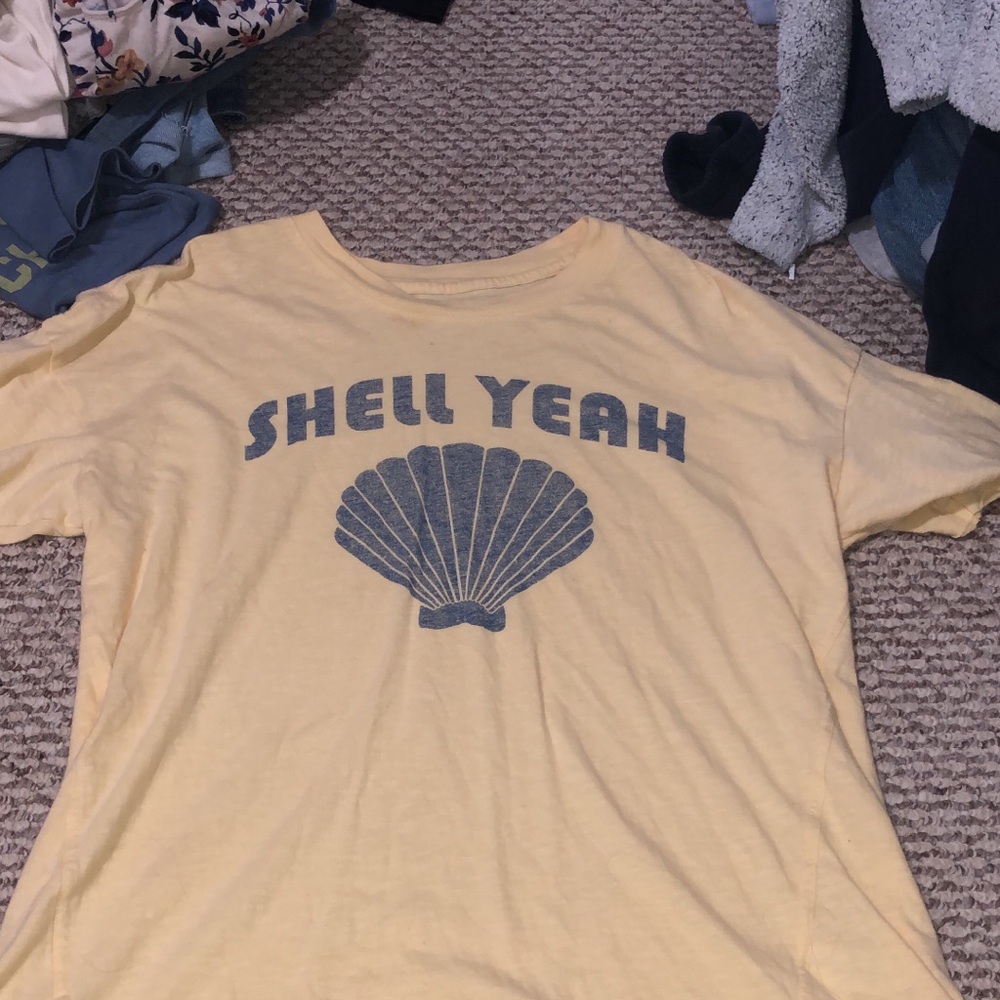 Aerie Yellow 'Shell Yeah' Short Sleeve Tee
